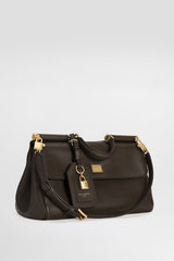 Dolce & Gabbana Medium My Sicily Handbag in Plongé Calfskin in Espresso