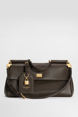 Dolce & Gabbana Medium My Sicily Handbag in Plongé Calfskin in Espresso