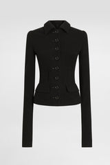 Dolce & Gabbana Single Breasted Mirror Wool Jacket in Black