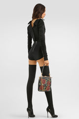 Dolce & Gabbana Wool Jersey Fitted Mirror Blouse in Black