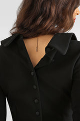 Dolce & Gabbana Wool Jersey Fitted Mirror Blouse in Black