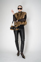Dolce & Gabbana 100% Agnello Brushed Fur Vest in Golden Brown Melange Vancouver. Shop Online or in Store.