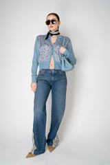 Dolce & Gabbana 5-Pocket Denim Trousers with Lace Inserts in Dark Blue Wash Vancouver. Shop Online or in Store.