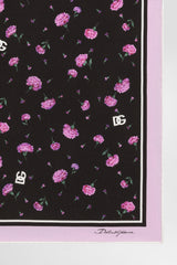 Dolce & Gabbana Carnation-Print Silk Twill Scarf 90x90 in Pink and Black Vancouver. Shop Online or in Store.