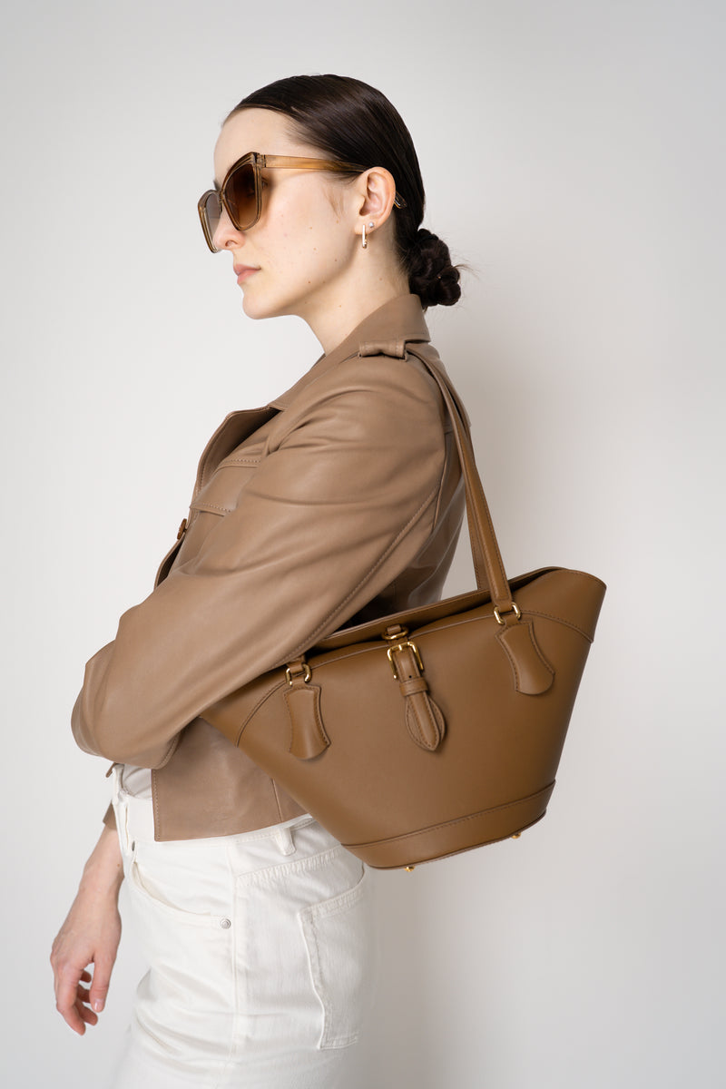 Dolce & Gabbana Cofra Capri Leather Bag in Camel Vancouver. Shop Online or in Store.