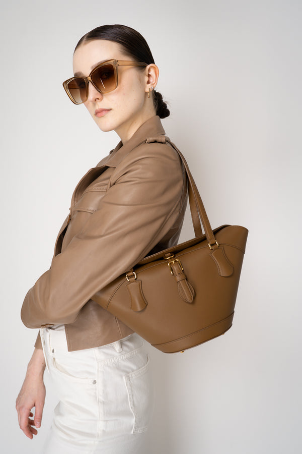 Dolce & Gabbana Cofra Capri Leather Bag in Camel Vancouver. Shop Online or in Store.