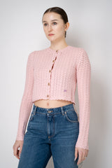 Dolce & Gabbana Crochet Knit Viscose Cardigan in Pink Vancouver. Shop Online or in Store.