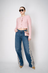 Dolce & Gabbana Crochet Knit Viscose Cardigan in Pink Vancouver. Shop Online or in Store.