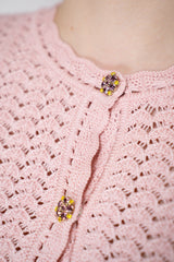 Dolce & Gabbana Crochet Knit Viscose Cardigan in Pink Vancouver. Shop Online or in Store.