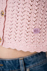 Dolce & Gabbana Crochet Knit Viscose Cardigan in Pink Vancouver. Shop Online or in Store.