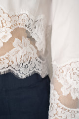 Dolce & Gabbana Cropped Cotton Poplin Shirt with Lace Hem in White Vancouver. Shop Online or in Store.