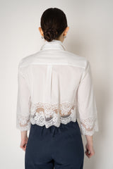Dolce & Gabbana Cropped Cotton Poplin Shirt with Lace Hem in White Vancouver. Shop Online or in Store.