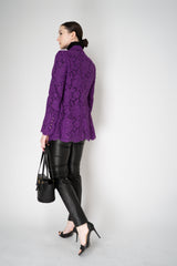Dolce & Gabbana Double Breasted Cordonetto Floral Lace Jacket in Violet Vancouver. Shop Online or in Store.