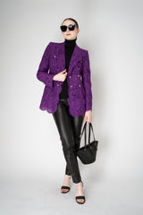 Dolce & Gabbana Double Breasted Cordonetto Floral Lace Jacket in Violet Vancouver. Shop Online or in Store.