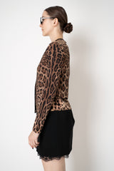 Dolce & Gabbana Fitted Stretch Knit Virgin Wool Cardigan in Leopard Vancouver. Shop Online or in Store.