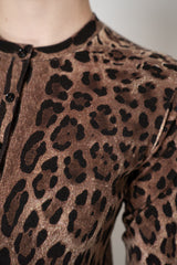 Dolce & Gabbana Fitted Stretch Knit Virgin Wool Cardigan in Leopard Vancouver. Shop Online or in Store.