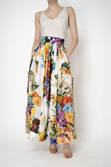 Dolce & Gabbana Flower Bouquet-Print Cotton Poplin Pleated Maxi Skirt Vancouver. Shop Online or in Store.