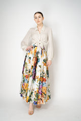 Dolce & Gabbana Flower Bouquet-Print Cotton Poplin Pleated Maxi Skirt Vancouver. Shop Online or in Store.