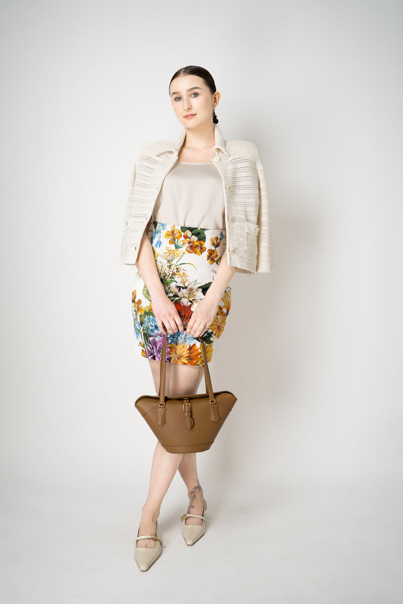 Dolce & Gabbana Flower Bouquet-Print Textured Mini Skirt Vancouver. Shop Online or in Store.