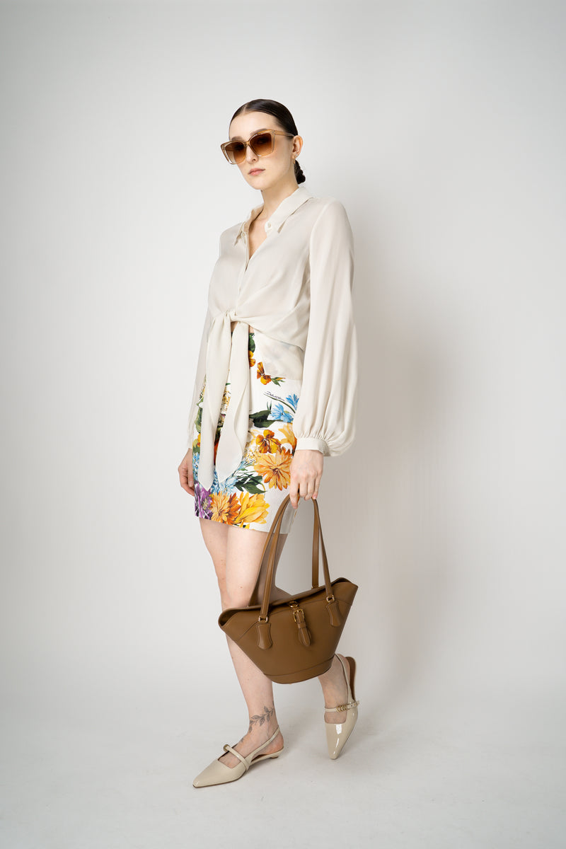 Dolce & Gabbana Flower Bouquet-Print Textured Mini Skirt Vancouver. Shop Online or in Store.