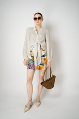 Dolce & Gabbana Flower Bouquet-Print Textured Mini Skirt Vancouver. Shop Online or in Store.