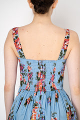 Dolce & Gabbana Heart Neckline Flower Bouquet-Print Dress in Light Blue Vancouver. Shop Online or in Store.