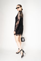 Dolce & Gabbana High Neck Lace Mini Dress in Black Vancouver. Shop Online or in Store.