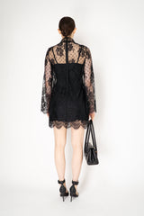 Dolce & Gabbana High Neck Lace Mini Dress in Black Vancouver. Shop Online or in Store.