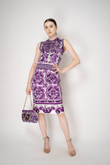 Dolce & Gabbana Majolica Print Knitted Sleeveless Top in Orchid Purple Vancouver. Shop Online or in Store.
