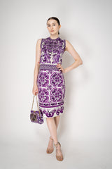 Dolce & Gabbana Majolica Print Knitted Sleeveless Top in Orchid Purple Vancouver. Shop Online or in Store.