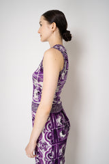 Dolce & Gabbana Majolica Print Knitted Sleeveless Top in Orchid Purple Vancouver. Shop Online or in Store.