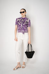 Dolce & Gabbana Majolica Print Knitted T-shirt in Orchid Purple Vancouver. Shop Online or in Store.