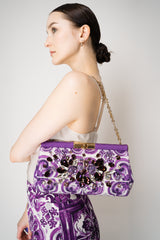 Dolce & Gabbana Majolica Print Large Marlene Shoulder Bag in Orchid Purple Vancouver. Shop Online or in Store.