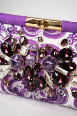 Dolce & Gabbana Majolica Print Large Marlene Shoulder Bag in Orchid Purple Vancouver. Shop Online or in Store.