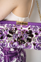 Dolce & Gabbana Majolica Print Large Marlene Shoulder Bag in Orchid Purple Vancouver. Shop Online or in Store.