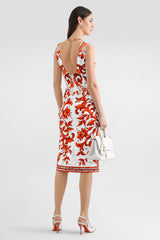 Dolce & Gabbana Majolica Print Sleeveless Charmeuse Dress in Orange Vancouver. Shop Online or in Store.