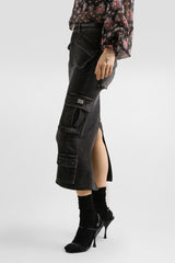 Dolce & Gabbana Midi Denim Cargo Skirt in Black Vancouver. Shop Online or in Store.