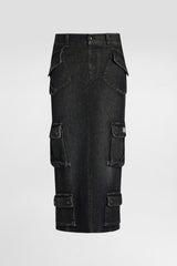 Dolce & Gabbana Midi Denim Cargo Skirt in Black Vancouver. Shop Online or in Store.