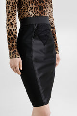 Dolce & Gabbana Midi Skirt in Powernet and Satin in Black Vancouver. Shop Online or in Store.