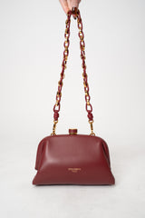 Dolce & Gabbana Mini "Nonna" Hand Bag in Red Wine Plongé Nappa Leather Vancouver. Shop Online or in Store.