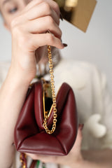 Dolce & Gabbana Mini "Nonna" Hand Bag in Red Wine Plongé Nappa Leather Vancouver. Shop Online or in Store.