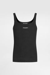 Dolce & Gabbana Ribbed Cotton Scoop Neck Tank Top in Black Vancouver. Shop Online or in Store.