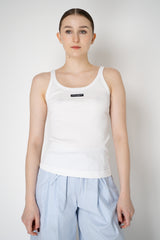 Dolce & Gabbana Ribbed Cotton Scoop Neck Tank Top in White Vancouver. Shop Online or in Store.