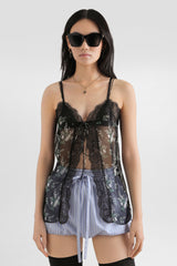 Dolce & Gabbana Rose and Small Flower-Print Chiffon Cami in Black Vancouver. Shop Online or in Store.