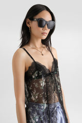 Dolce & Gabbana Rose and Small Flower-Print Chiffon Cami in Black Vancouver. Shop Online or in Store.