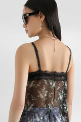Dolce & Gabbana Rose and Small Flower-Print Chiffon Cami in Black Vancouver. Shop Online or in Store.