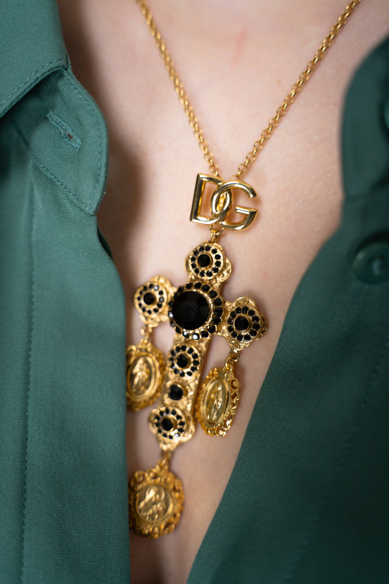 Dolce & Gabbana Short Fine Chain Necklace with Cross Pendant Vancouver. Shop Online or in Store.