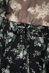 Dolce & Gabbana Silk Chiffon Skirt in Black Small Flower Bouquet Print Vancouver. Shop Online or in Store.