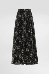 Dolce & Gabbana Silk Chiffon Skirt in Black Small Flower Bouquet Print Vancouver. Shop Online or in Store.