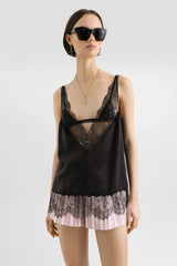 Dolce & Gabbana Silk Satin Camisole with Lace Trims in Black Vancouver. Shop Online or in Store.